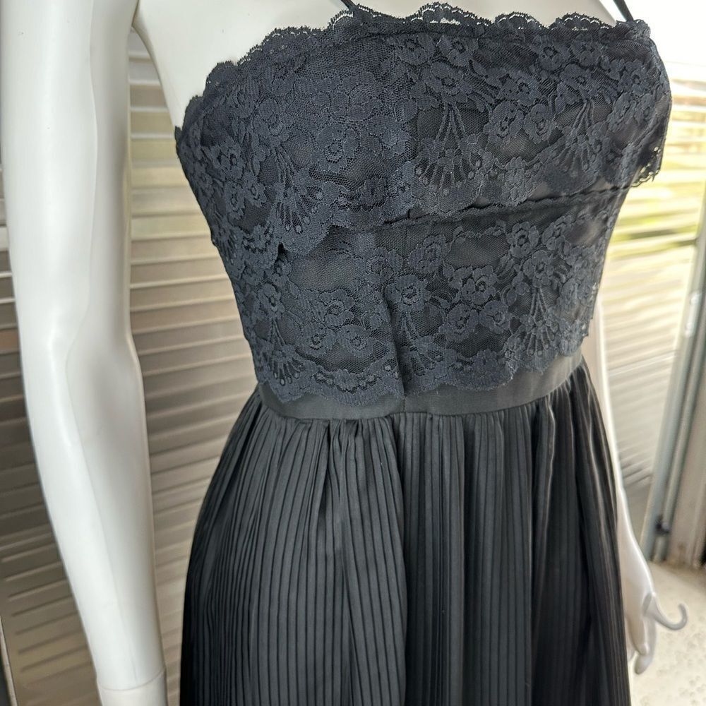 Jacqueline Lechat Cannes France Black Lace Ruched Little Black Dress Small - Picture 5 of 13